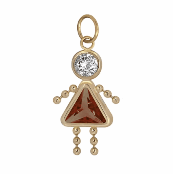10K Yellow Gold January Girl Birthstone Necklace Charm Pendant